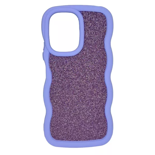 Funda Silicona Ondulada Con Brillos iPhone 16 Pro Violeta