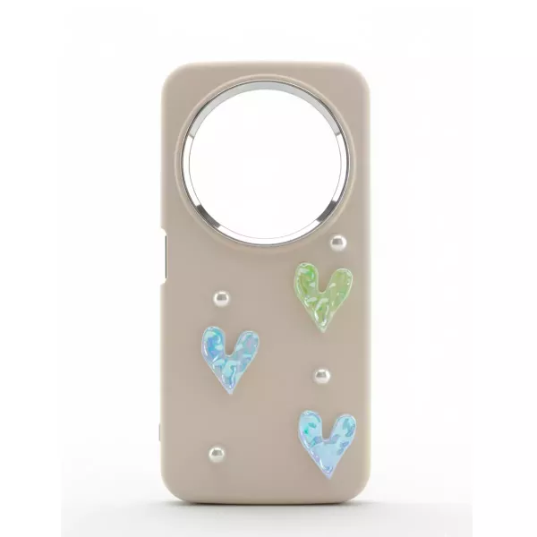 Funda Silicona Charms Corazón Samsung A07 Beige