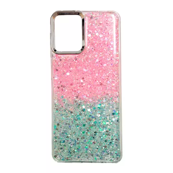 Funda Glitter Samsung M12 Rosa y Verde Agua