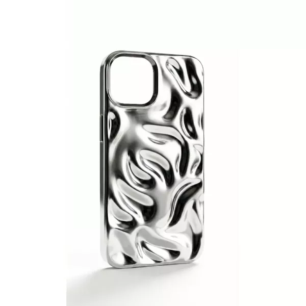 Funda Silicona Wave Cromado iPhone 13 Plateado