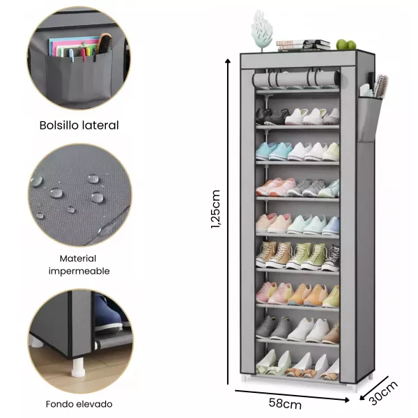 Organizador De Zapatos 8 Estantes Con Tapa Enrollable - YL8102