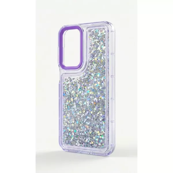 Funda Transparente Con Color y Glitter Samsung A07 Lila