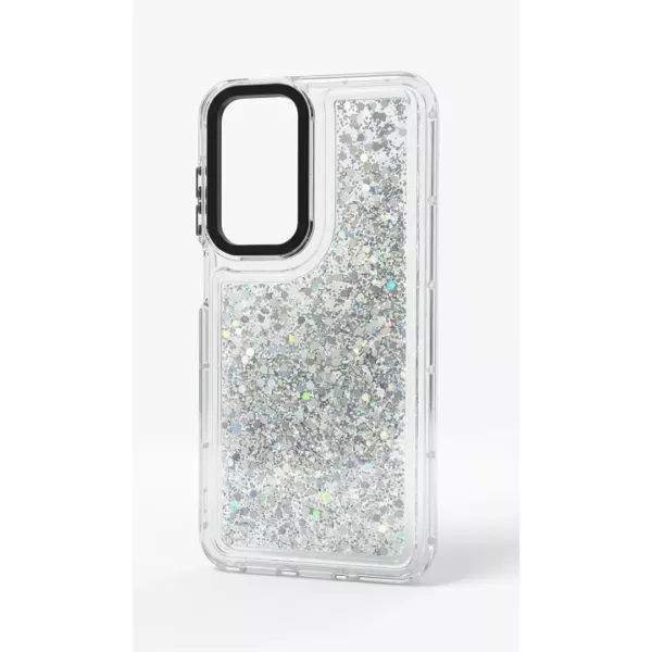 Funda Transparente Con Color y Glitter Samsung A07 Plateado